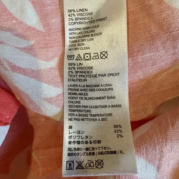 Tommy Bahama Womens Size M Dress Floral Collared Sundress Linen Coral - Picture 5 of 5